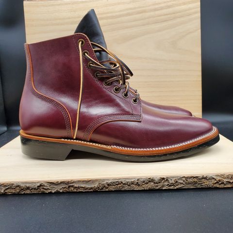 View photo of XBXS Escape Boots in Maryam Burgundy Horsebutt