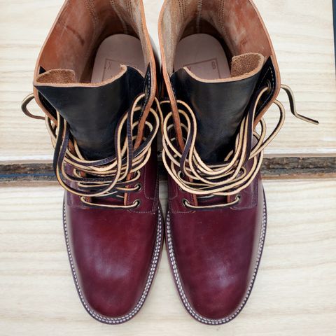 View photo of XBXS Escape Boots in Maryam Burgundy Horsebutt