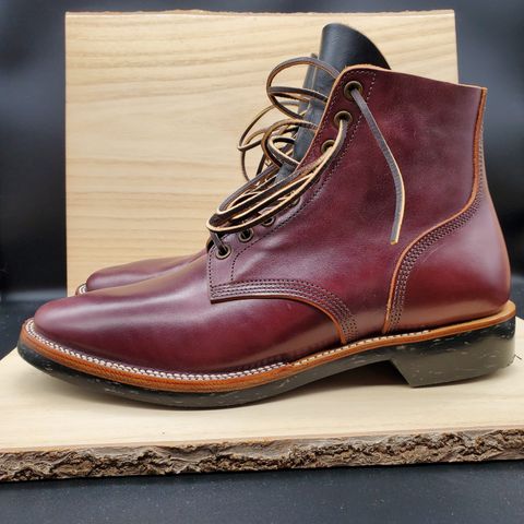 View photo of XBXS Escape Boots in Maryam Burgundy Horsebutt