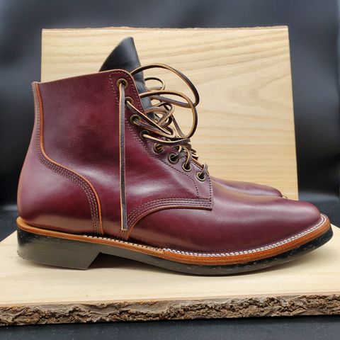 View photo of XBXS Escape Boots in Maryam Burgundy Horsebutt