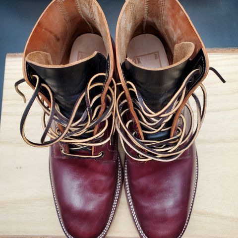 View photo of XBXS Escape Boots in Maryam Burgundy Horsebutt