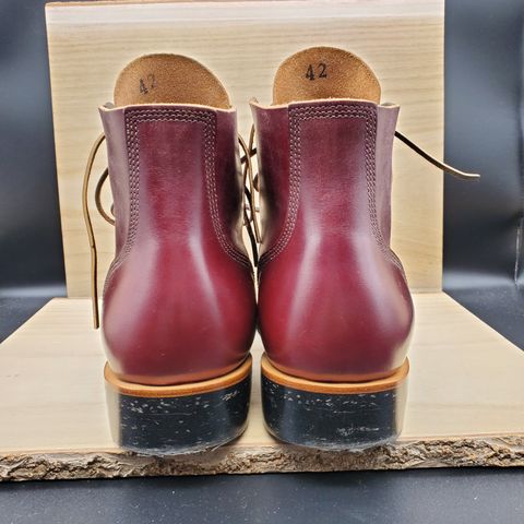 View photo of XBXS Escape Boots in Maryam Burgundy Horsebutt