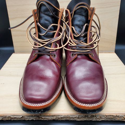 View photo of XBXS Escape Boots in Maryam Burgundy Horsebutt