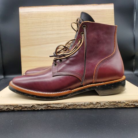 View photo of XBXS Escape Boots in Maryam Burgundy Horsebutt