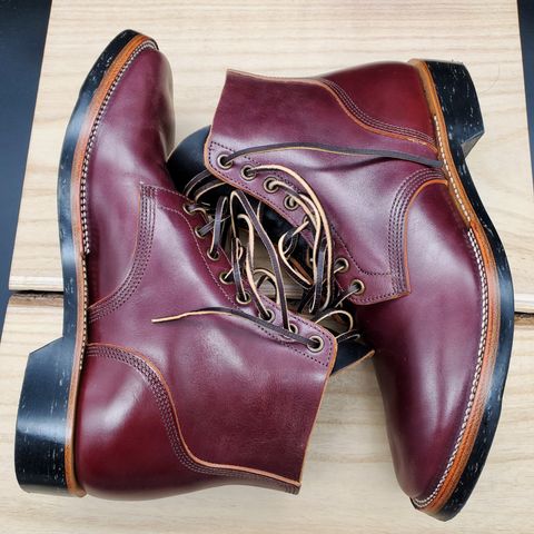 View photo of XBXS Escape Boots in Maryam Burgundy Horsebutt