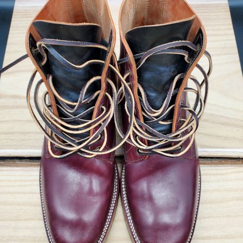 View photo of XBXS Escape Boots in Maryam Burgundy Horsebutt