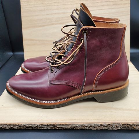 View photo of XBXS Escape Boots in Maryam Burgundy Horsebutt