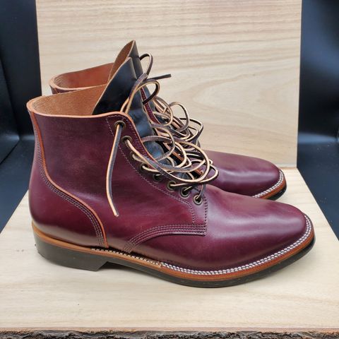 View photo of XBXS Escape Boots in Maryam Burgundy Horsebutt