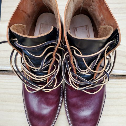 View photo of XBXS Escape Boots in Maryam Burgundy Horsebutt