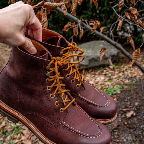 Grant Stone Brass Boot in C.F. Stead Dark Burgundy Kudu