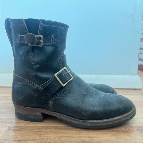 The Flat Head Engineer Boots in Black Japanese Cordovan Horsehide