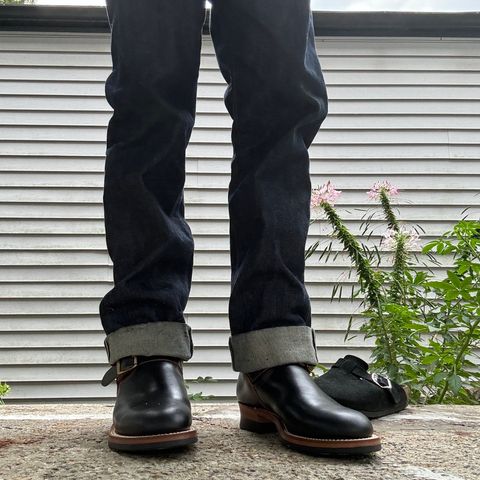 The Flat Head Engineer Boots in Black Japanese Cordovan Horsehide