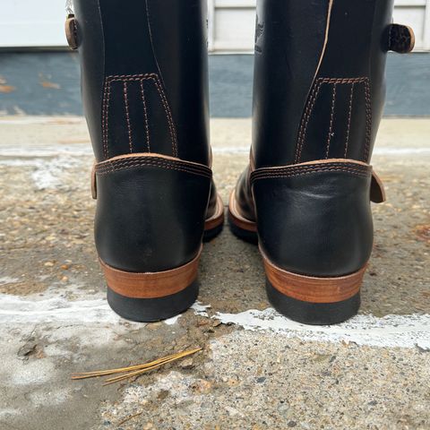 The Flat Head Engineer Boots in Black Japanese Cordovan Horsehide