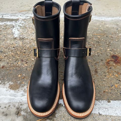 The Flat Head Engineer Boots in Black Japanese Cordovan Horsehide