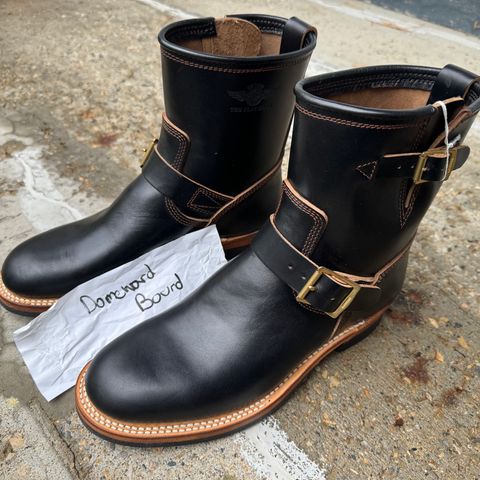 The Flat Head Engineer Boots in Black Japanese Cordovan Horsehide