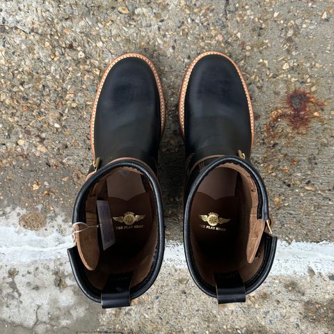 The Flat Head Engineer Boots in Black Japanese Cordovan Horsehide