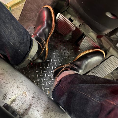 The Flat Head Engineer Boots in Black Japanese Cordovan Horsehide