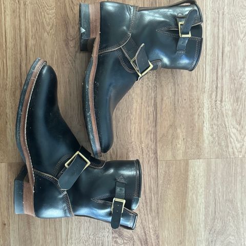 The Flat Head Engineer Boots in Black Japanese Cordovan Horsehide