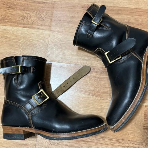 The Flat Head Engineer Boots in Black Japanese Cordovan Horsehide