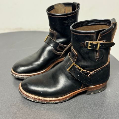 The Flat Head Engineer Boots in Black Japanese Cordovan Horsehide
