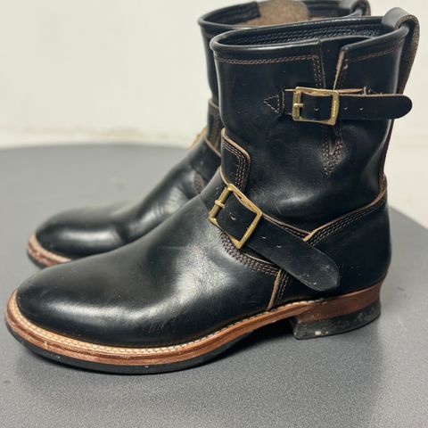 The Flat Head Engineer Boots in Black Japanese Cordovan Horsehide