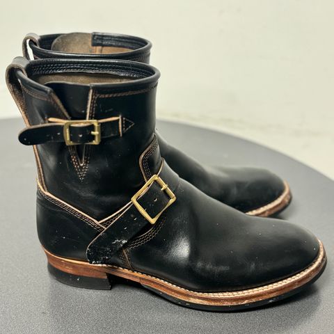 The Flat Head Engineer Boots in Black Japanese Cordovan Horsehide