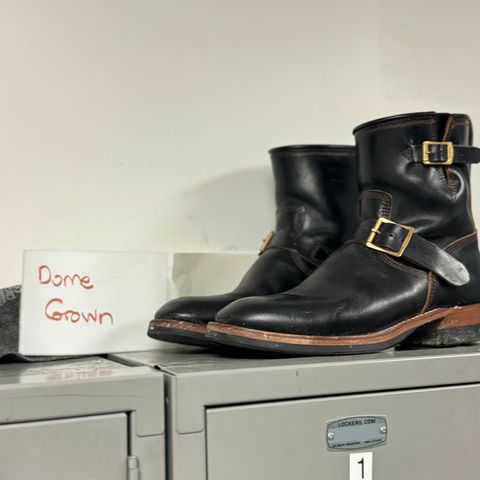 The Flat Head Engineer Boots in Black Japanese Cordovan Horsehide