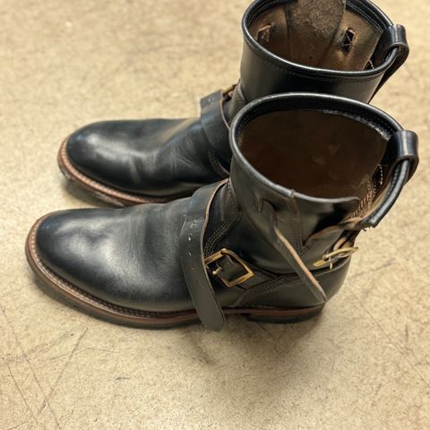 The Flat Head Engineer Boots in Black Japanese Cordovan Horsehide