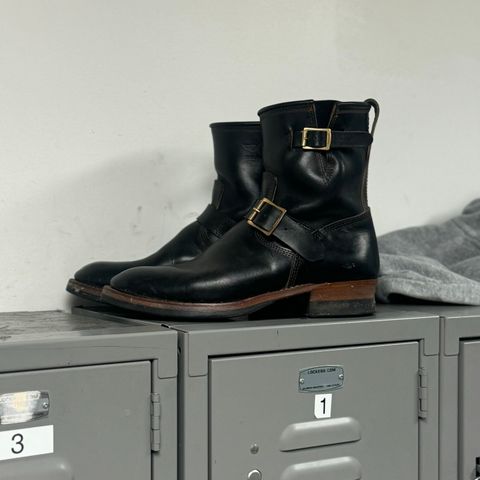 The Flat Head Engineer Boots in Black Japanese Cordovan Horsehide