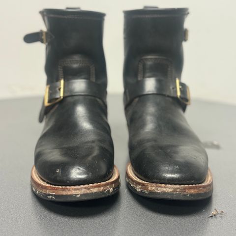 The Flat Head Engineer Boots in Black Japanese Cordovan Horsehide