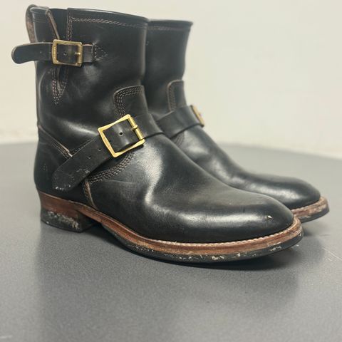 The Flat Head Engineer Boots in Black Japanese Cordovan Horsehide