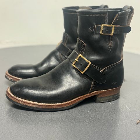 The Flat Head Engineer Boots in Black Japanese Cordovan Horsehide