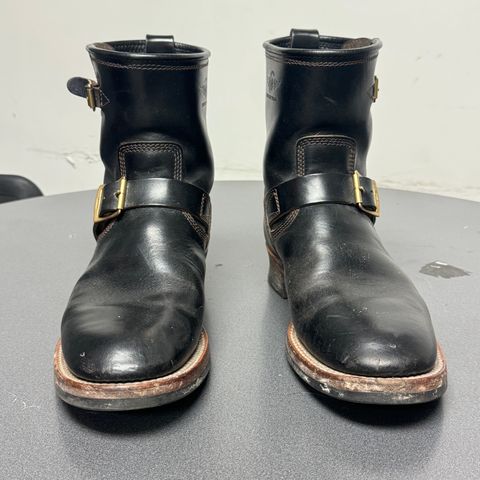 The Flat Head Engineer Boots in Black Japanese Cordovan Horsehide