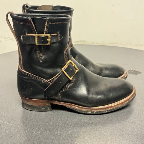 The Flat Head Engineer Boots in Black Japanese Cordovan Horsehide