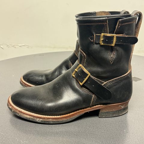 The Flat Head Engineer Boots in Black Japanese Cordovan Horsehide
