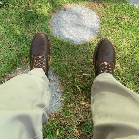 View photo of White's MP-Sherman Plain Toe in Horween Olive Waxed Flesh