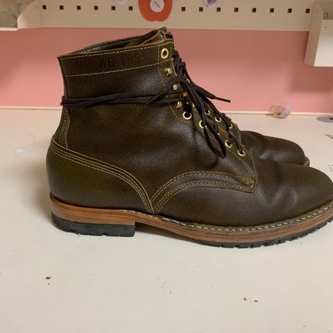 View photo of White's MP-Sherman Plain Toe in Horween Olive Waxed Flesh