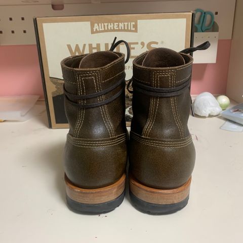 View photo of White's MP-Sherman Plain Toe in Horween Olive Waxed Flesh