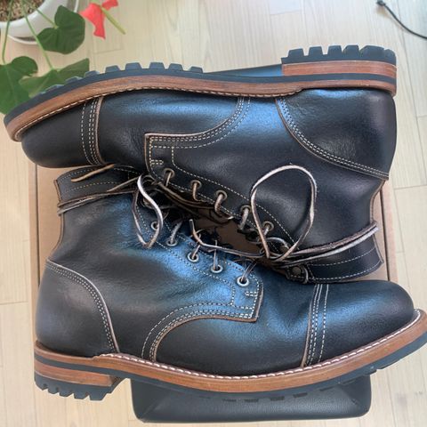 View photo of Truman Cap Toe Boot in Horween Black Waxed Flesh