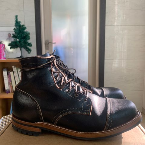 View photo of Truman Cap Toe Boot in Horween Black Waxed Flesh