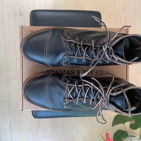 View photo of Truman Cap Toe Boot in Horween Black Waxed Flesh