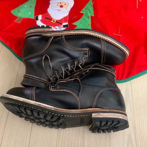 View photo of Truman Cap Toe Boot in Horween Black Waxed Flesh