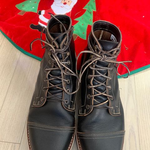 View photo of Truman Cap Toe Boot in Horween Black Waxed Flesh