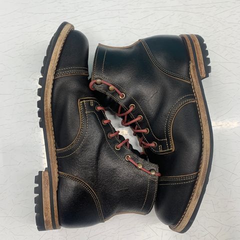 View photo of Truman Cap Toe Boot in Horween Black Waxed Flesh