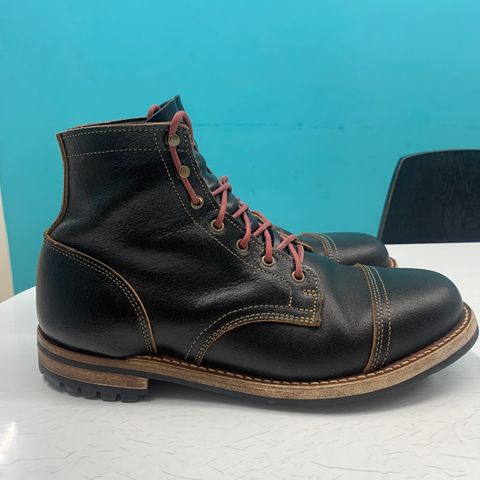 View photo of Truman Cap Toe Boot in Horween Black Waxed Flesh