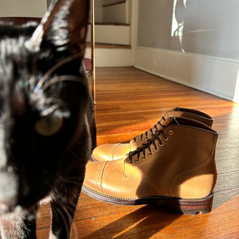 Grant Stone Garrison Boot in C.F. Stead Natural Waxy Commander Suede