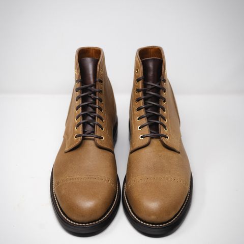 Grant Stone Garrison Boot in C.F. Stead Natural Waxy Commander Suede
