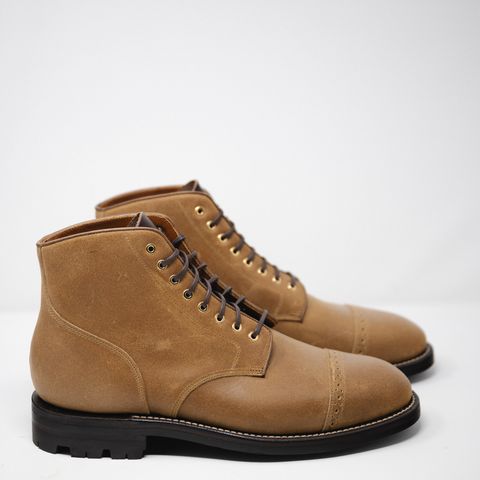 Grant Stone Garrison Boot in C.F. Stead Natural Waxy Commander Suede