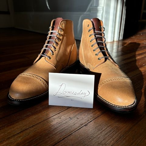 Grant Stone Garrison Boot in C.F. Stead Natural Waxy Commander Suede