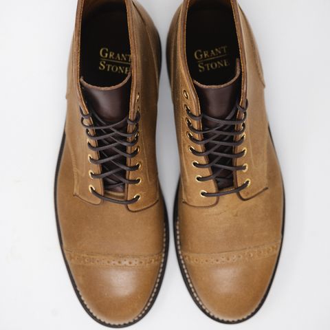 Grant Stone Garrison Boot in C.F. Stead Natural Waxy Commander Suede